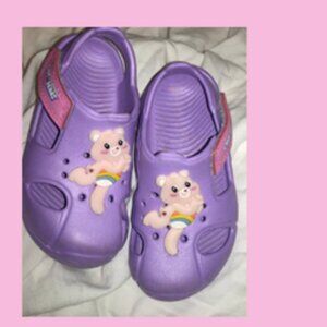 Care Bears Purple Clogs Summer Sandals Shoes Size Little Girls 6 - Rare HTF